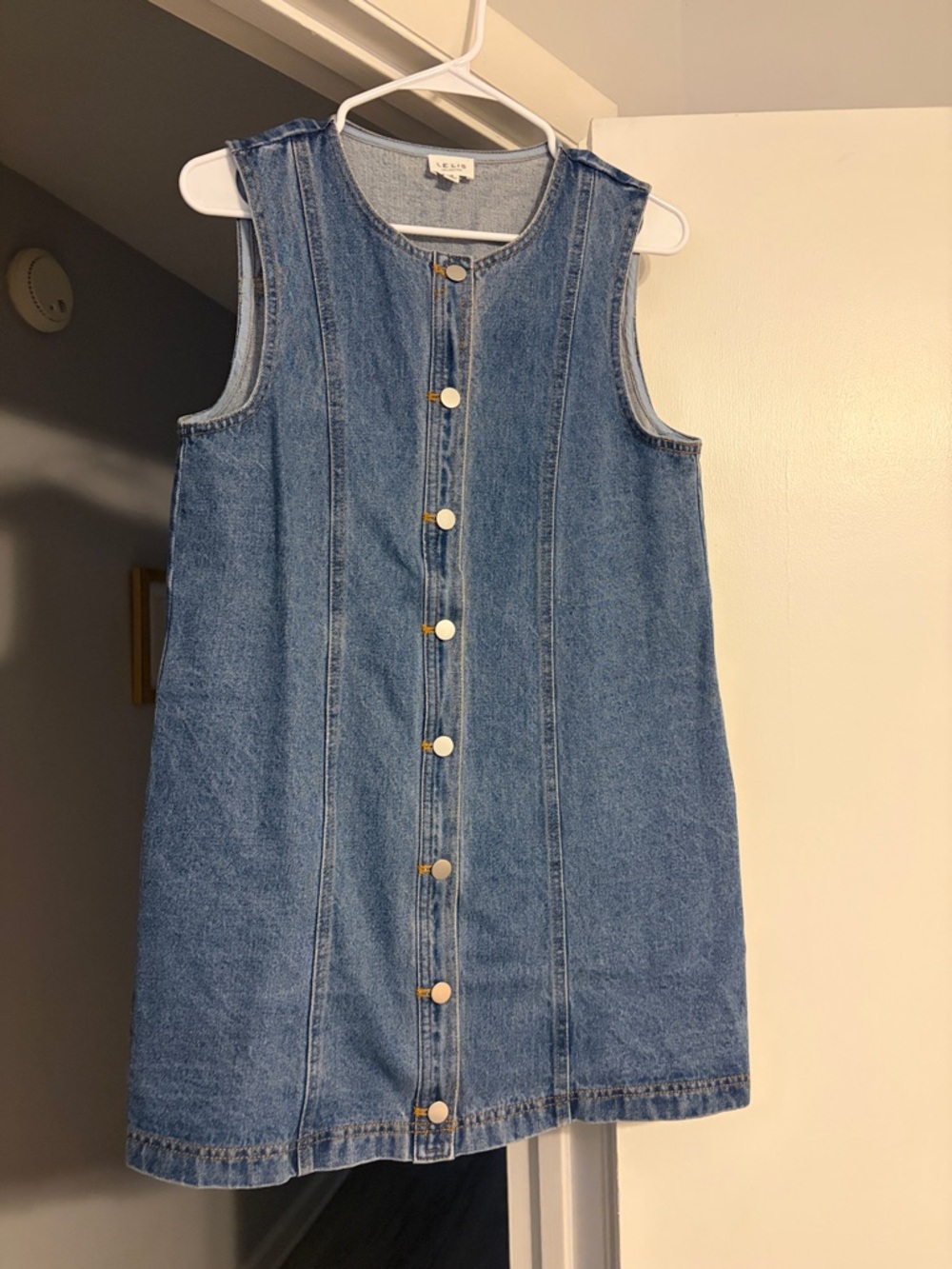 Le Lis Blue Denim Button-Front Sleeveless Mini Dress